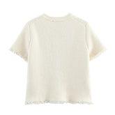 Women's suit New Spring 2025 Black bow trim White knitted long-sleeved jacket Mini skirt Celebrity style Elegant